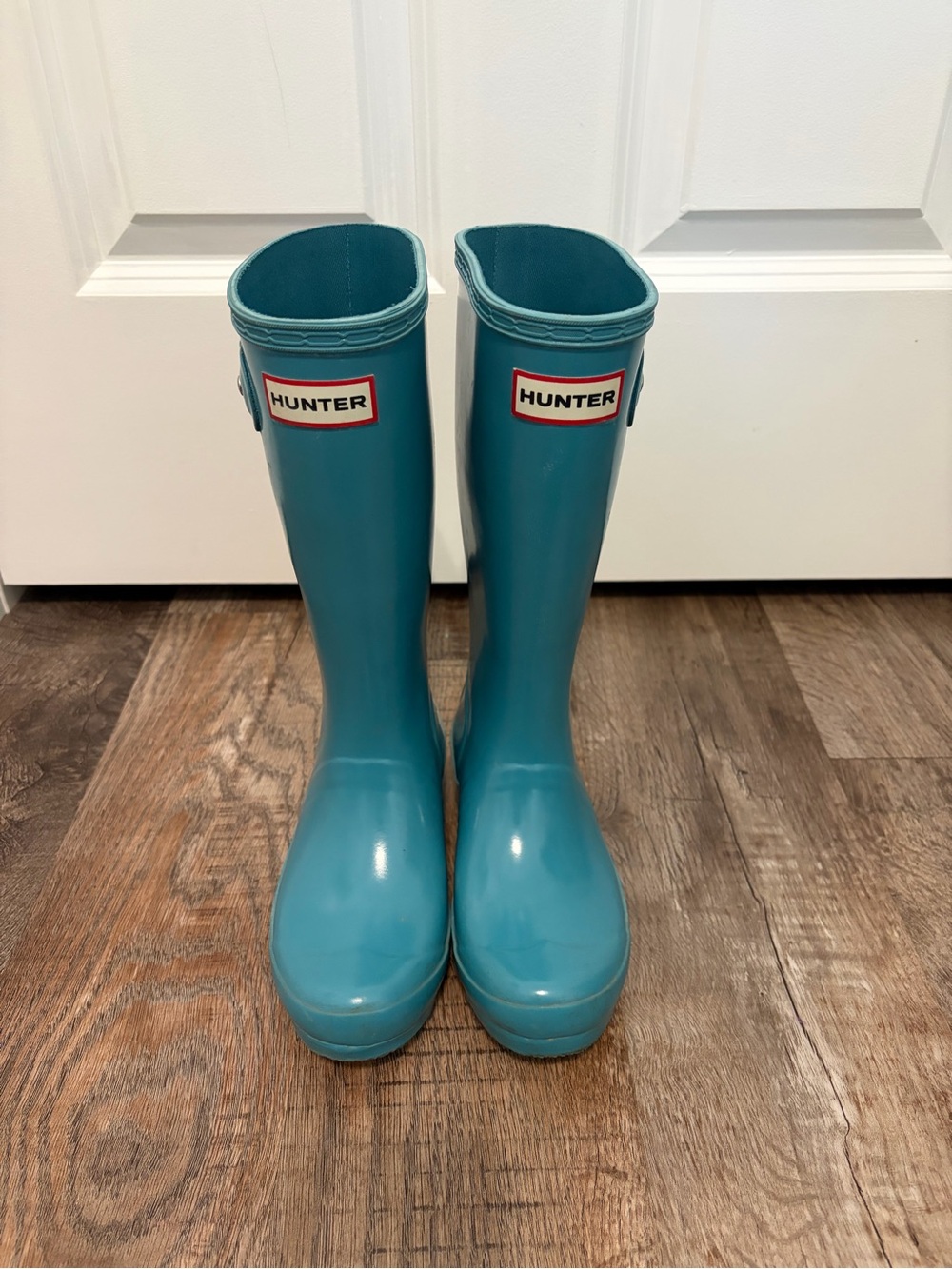 Hunter Kids Teal Rain Boots with Logo